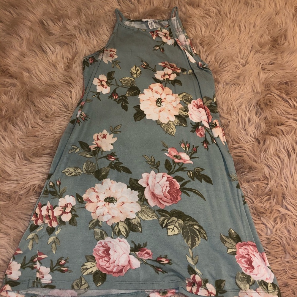army green floral dress